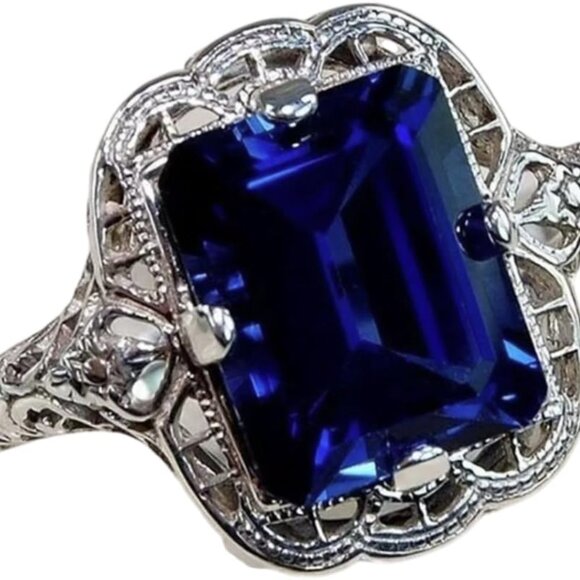 Jewelry - Elegant Huge Natural 3.5Ct Tanzanite 925 Silver Sapphire Ring Women Wedding Enga